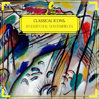 Обложка «Classical Icons: 20 Essential Masterpieces» — Вольфганг Амадей Моцарт, Ludwig van Beethoven, Фридерик Шопен, Сергей Васильевич Рахманинов, Claude Debussy